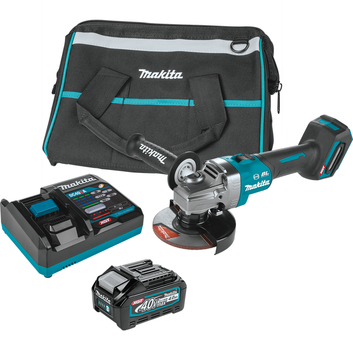 MAKITA (GAG01M1) 40V Max XGT Brushless Cordless 4‑1/2” / 5" Angle Grinder Kit, with Electric Brake (4.0Ah)