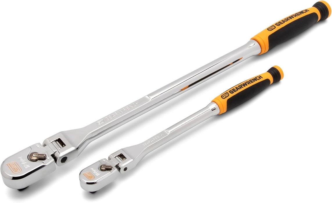 GEARWRENCH 81204XP 2 Piece 1/4" and 3/8" Drive 120XP Dual Material Flex Handle Teardrop Ratchet Set