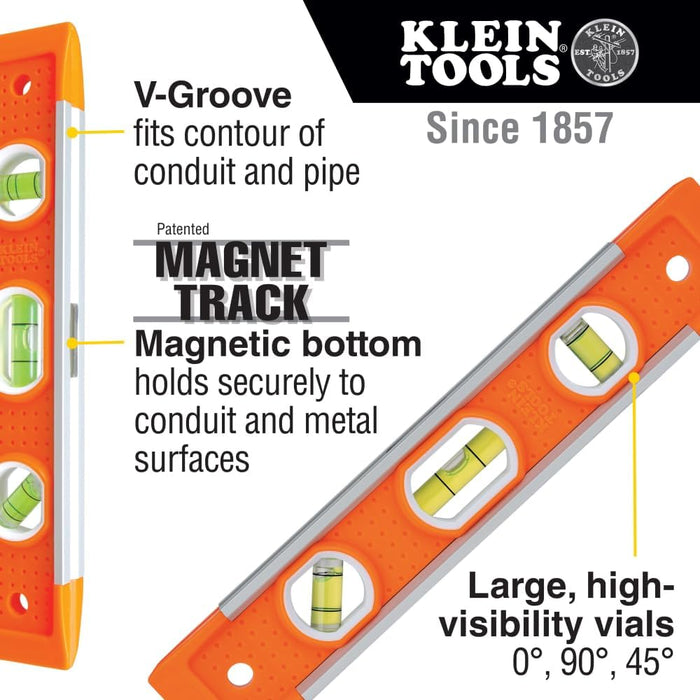 Klein Tools 935 Torpedo Level, 3 Vial, 9-Inch