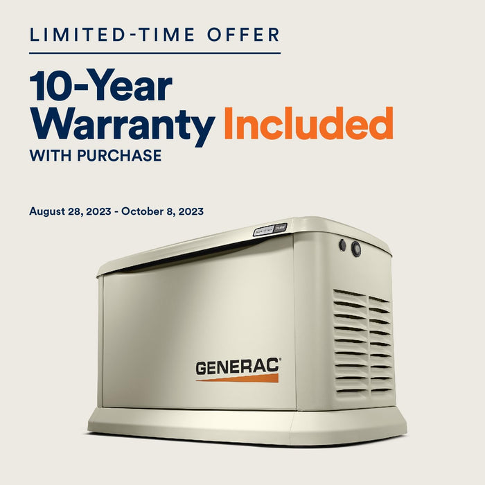 Generac 7043 Guardian 22kW LP / 19.5kW NG Home Standby Generator – Air-Cooled, Wi-Fi Enabled, 200-Amp Transfer Switch