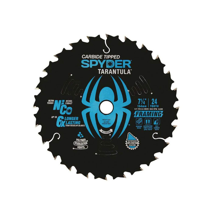 Spyder Framing 7-1/4" 24-Tooth Tungsten Carbide-Tipped Steel Circular Saw Blade - 13001