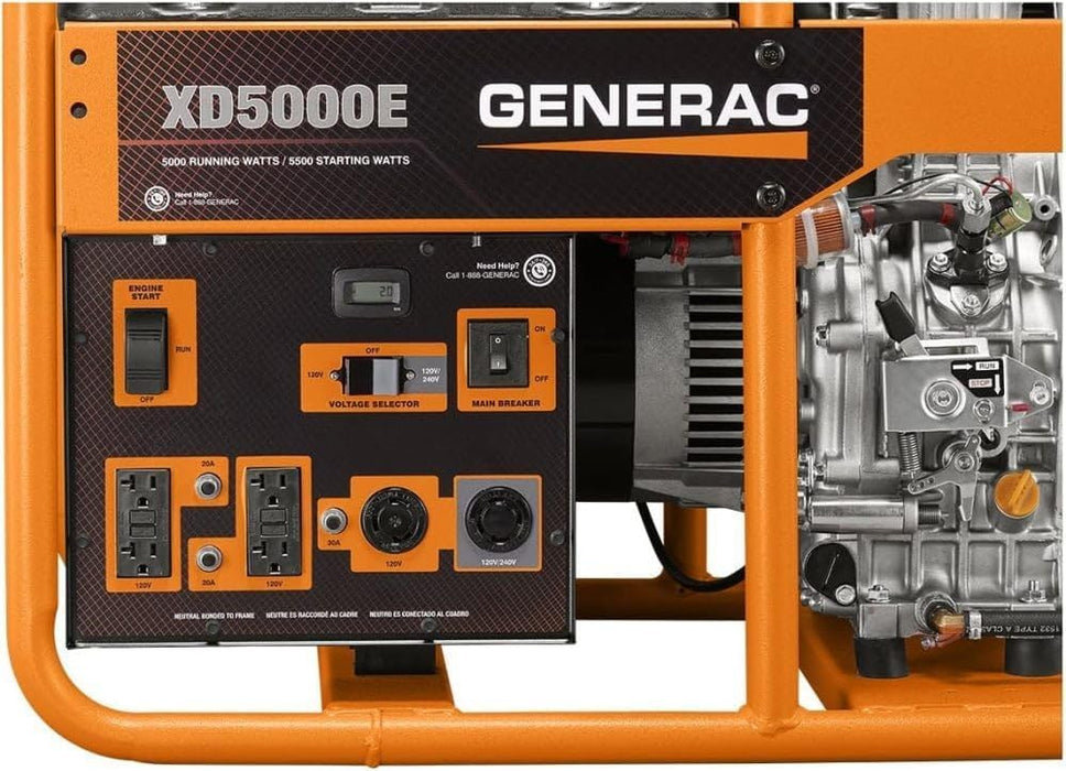 Generac 6864 XD5000E Portable Generator – 5000-Watt Diesel, Reliable Emergency Backup, Jobsite Ready