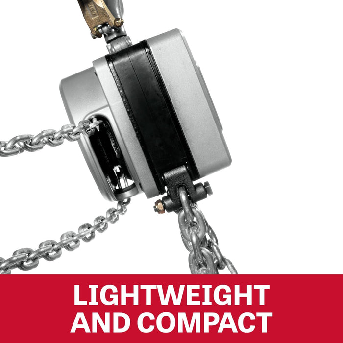 JET 1/2-Ton Aluminum Hand Chain Hoist, 15' Lift (AL100-050-15)