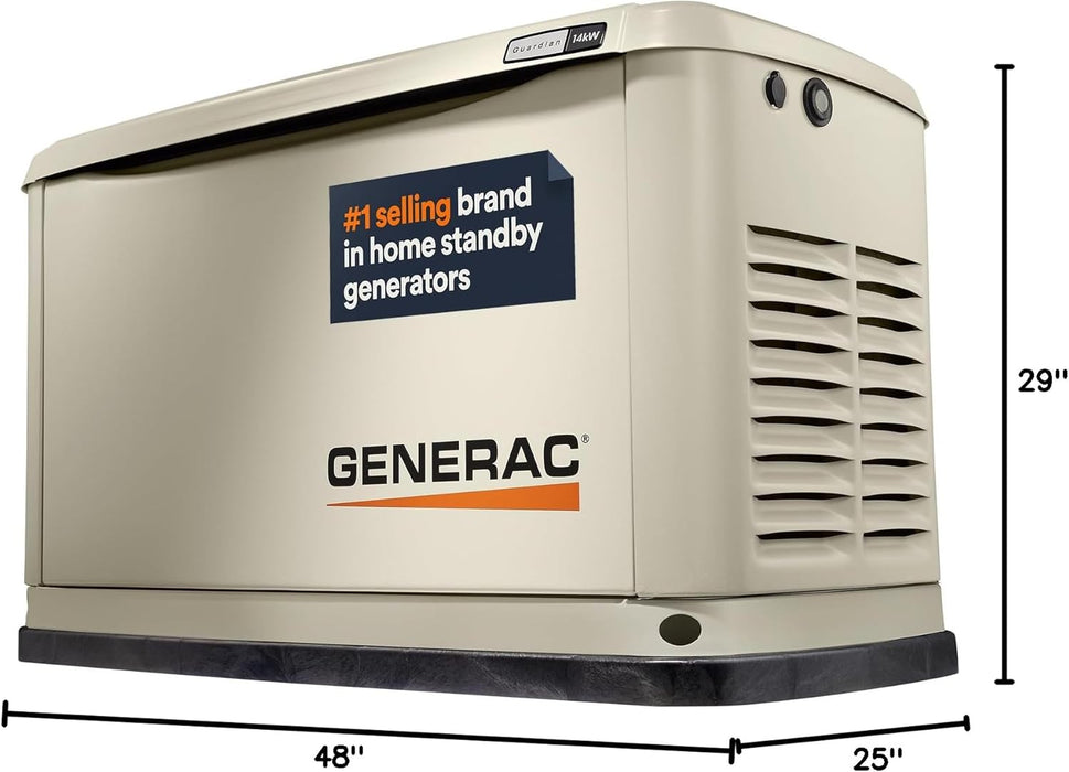 Generac 7223 Guardian 14kW Home Standby Generator – Aluminum Enclosure, Wi-Fi Enabled, G-Force Engine, Whole House Backup