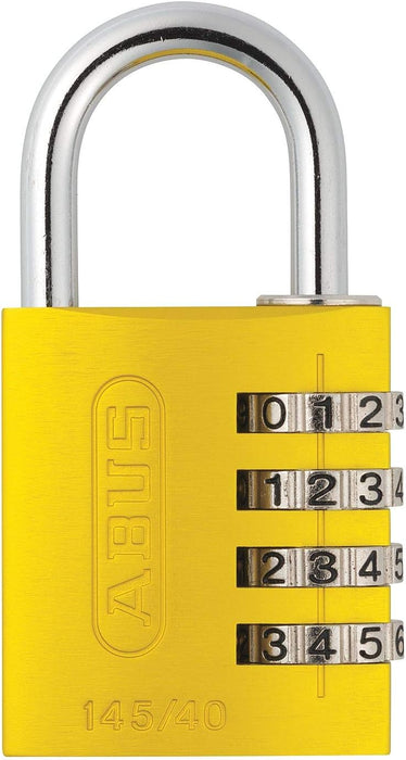 ABUS 145/40 C 40mm Body 4-Dial Resettable Combination Padlock, Yellow