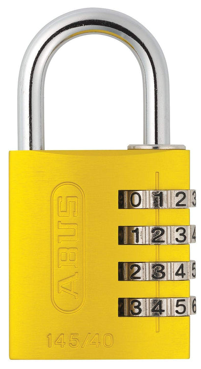 ABUS 145/40 C 40mm Body 4-Dial Resettable Combination Padlock, Yellow