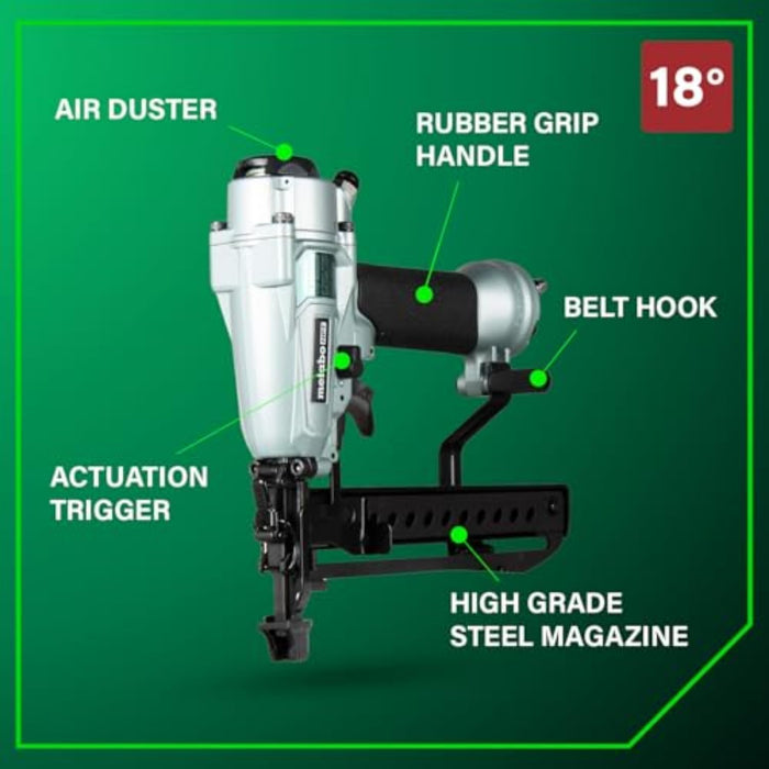 Metabo HPT PRO Finish Stapler, Pro-preferred Pneumatic Power Nailers, Finish Tool for Carpentry & Industrial Uses, All-Metal Key Component, 18 Gauge, 1/4" Crown Staples, Length 1/2" to 1-1/2", N3804A5 N3804A5 - Pro Model