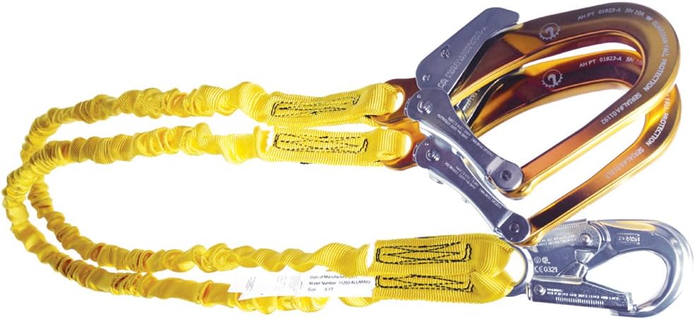 Guardian Fall Protection (21215) 6-Feet Double Leg Internal Shock Lanyard with HS Aluminum Snap Hook