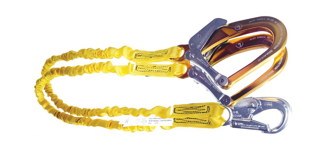 Guardian Fall Protection (21215) 6-Feet Double Leg Internal Shock Lanyard with HS Aluminum Snap Hook