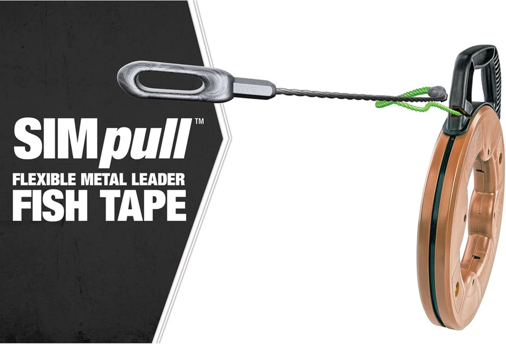 Southwire - 59896940 Tools & Equipment FTSP45-125FML SIMPULL Fish Tape 4.5mm 125-Feet Flexible Metal Leader; Large Case Swiveling