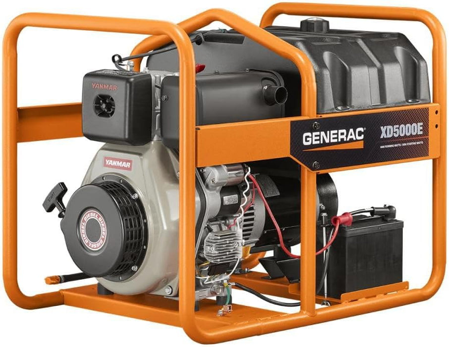 Generac 6864 XD5000E Portable Generator – 5000-Watt Diesel, Reliable Emergency Backup, Jobsite Ready