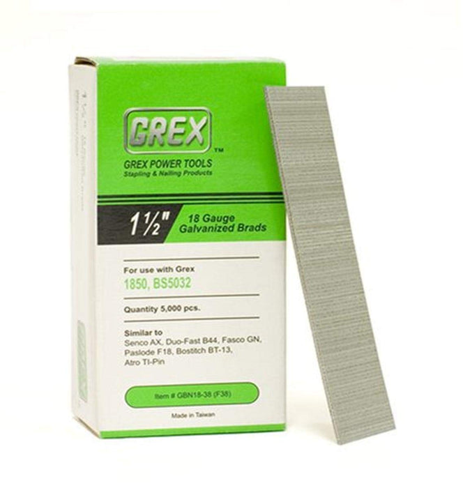 Grex GBN18-38 (F38) 1-1/2 In. 18 Gauge Brad Nails, Galvanized, 5M