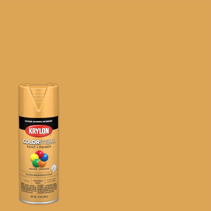 Krylon K05504007 COLORmaxx Spray Paint and Primer for Indoor/Outdoor Use, Gloss Bauhaus Gold, 12 Ounce (Pack of 1) Bauhaus Gold 12 Ounce (Pack of 1) Gloss