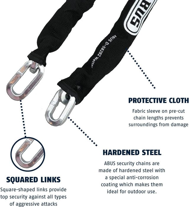 ABUS Hardened Steel 8KS 6 Foot x 5/16" Thick Square Security Chain for Bikes, Containers, Trailers, ATV's, Motorcycles and Personal/Industrial Property 6' 8KS
