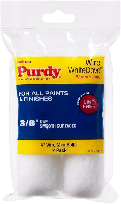 Purdy 140606042 - 4" Wire Mini Roller Replacements (2-Pack) 3/8" Nap Dove One Size