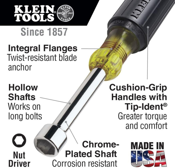 Klein Tools 630-1/4 1/4-Inch Nut Driver 3-Inch Shaft Cushion-Grip