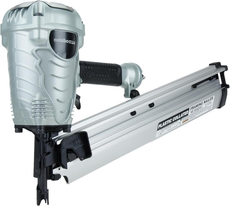 Metabo HPT Framing Nailer, Pro-Preferred Power Nailer for Flooring, Roof Decking, and More, Lightweight 7.5 lbs Framing Tool for 21° 2" to 3-1/2" Plastic Collated Nails, NR90AES1 NR90AES1 Only