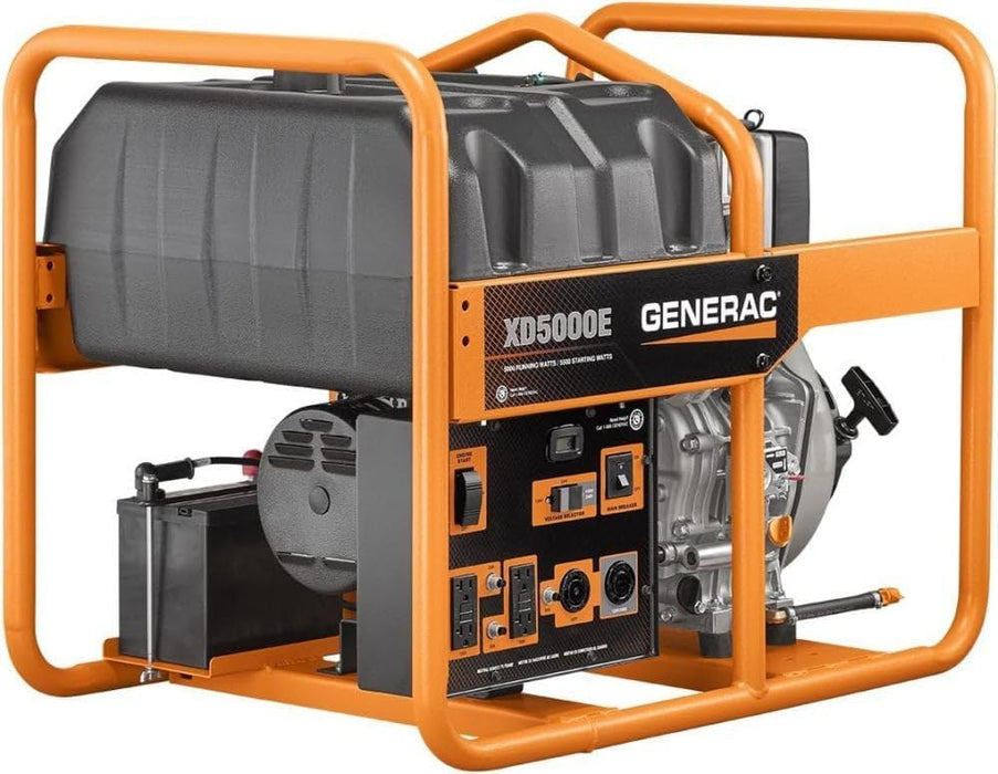 Generac 6864 XD5000E Portable Generator – 5000-Watt Diesel, Reliable Emergency Backup, Jobsite Ready