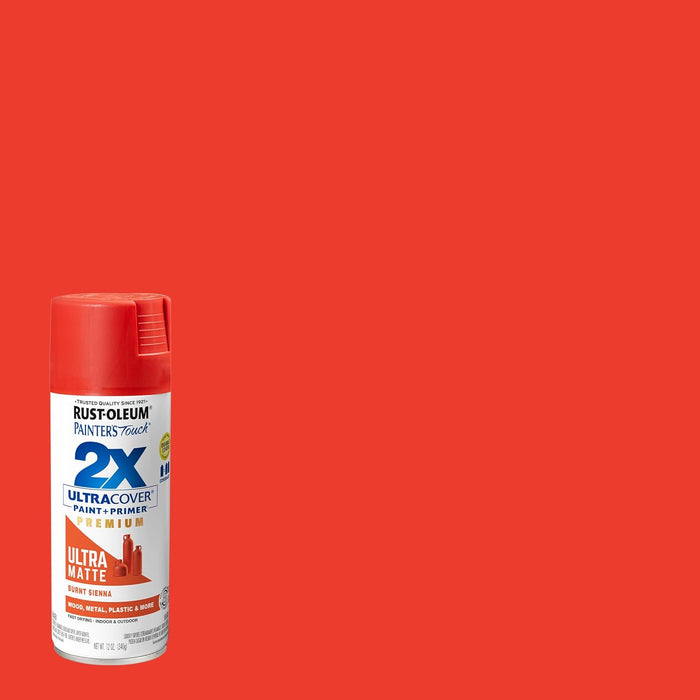 Rust-Oleum 366987 Painter's Touch 2X Ultra Cover Spray Paint, 12 oz, Ultra Matte Burnt Sienna (Pack of 6)