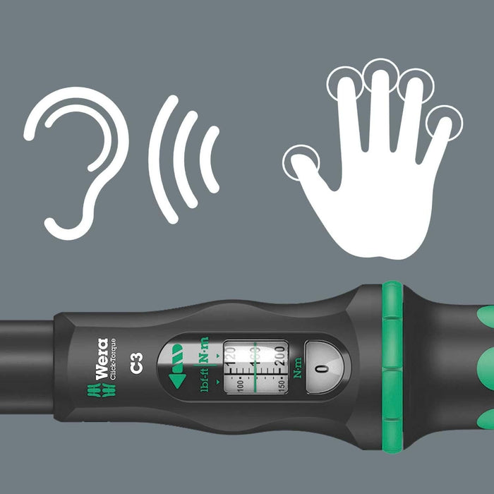 Wera Tools 5075622001 Click-Torque C 3 Torque Wrench with Reversible Ratchet, 1/2" x 40-200 Nm
