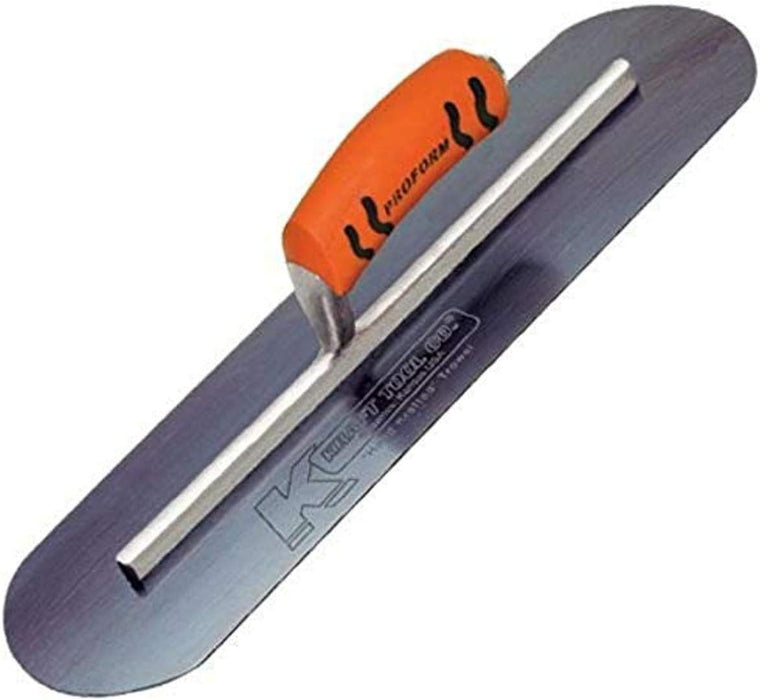 Kraft Tool CF740BPF Blue Steel Pool Trowel with ProForm Handle L-Shank, 20 x 5-Inch