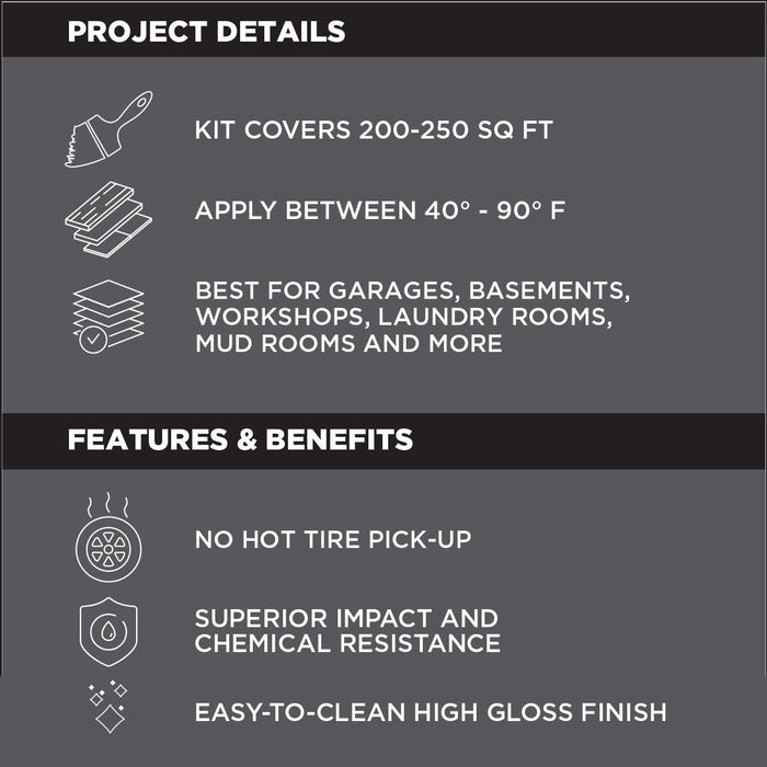 Rust-Oleum 60009 RockSolid Polycuramine Garage Floor Coating, 1 Car Kit, High Gloss Mocha