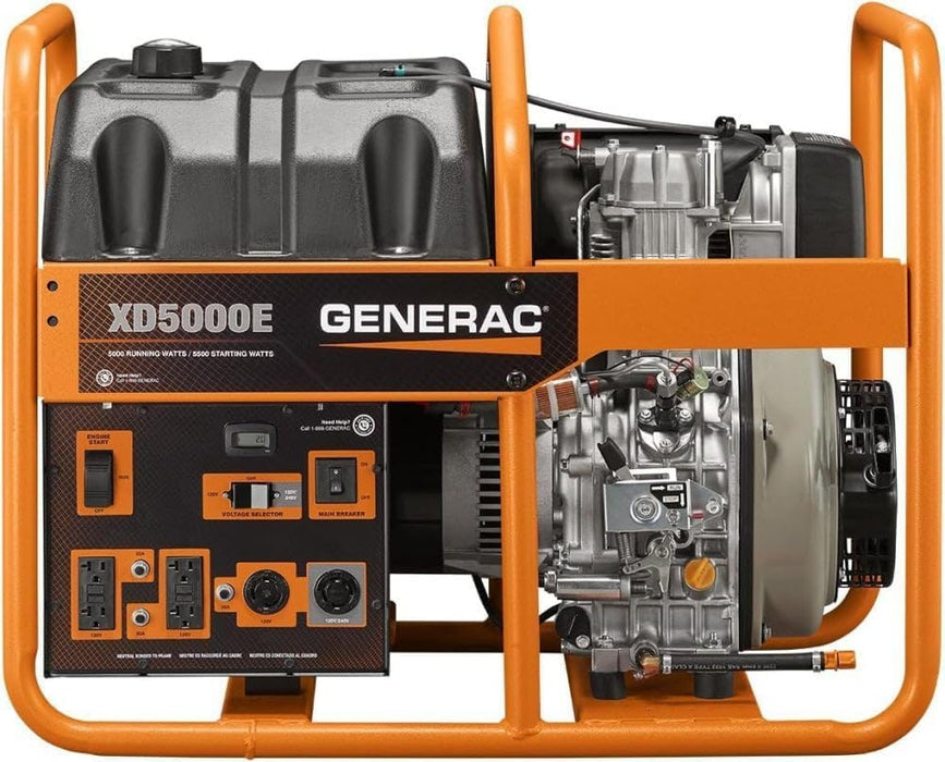 Generac 6864 XD5000E Portable Generator – 5000-Watt Diesel, Reliable Emergency Backup, Jobsite Ready