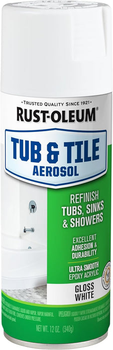 Rust-Oleum 280882 Specialty Tub & Tile Spray Paint, 12 oz, White (Pack of 6)