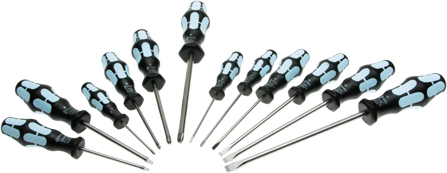 Wera Tools (5347903001) Stainless Screwdriver Set 12Pc (Sl/Ph/Sq), 3334/12