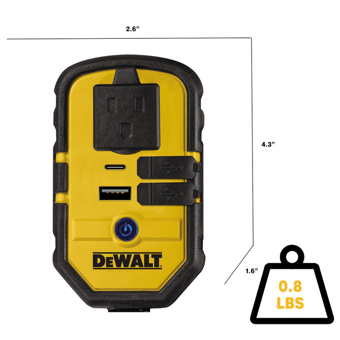 DEWALT DXAEPI140 Power Inverter 140W Car Converter: 12V DC to 120V AC Power Outlet with 25W USB Type C and 15W USB Type A Ports