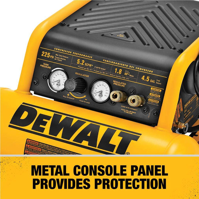 DeWALT 1.6 Hp (D55146) Continuous 200 Psi, 4.5 Gallon Compressor, 17" x 33.75" x 24.5"