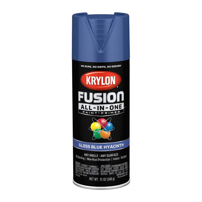 Krylon Fusion All-In-One Adhesive Spray Paint for Indoor/Outdoor Use, 12 oz, Blue Hyacinth Blue Hyacinth 12 Ounce (Pack of 1) Gloss