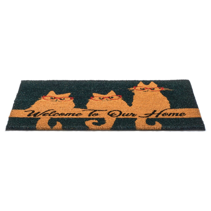 Notrax Welcome Cats, Vinyl-Backed Natural Coir Doormat, Entry Mat for Indoor or Outdoor Use, 18"x30", C12 (C12S1830CW)