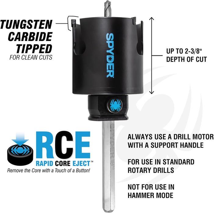Spyder (600036CF) Rapid Core Eject Tungsten Carbide Tipped Hole Saw, 3-1/4 In.