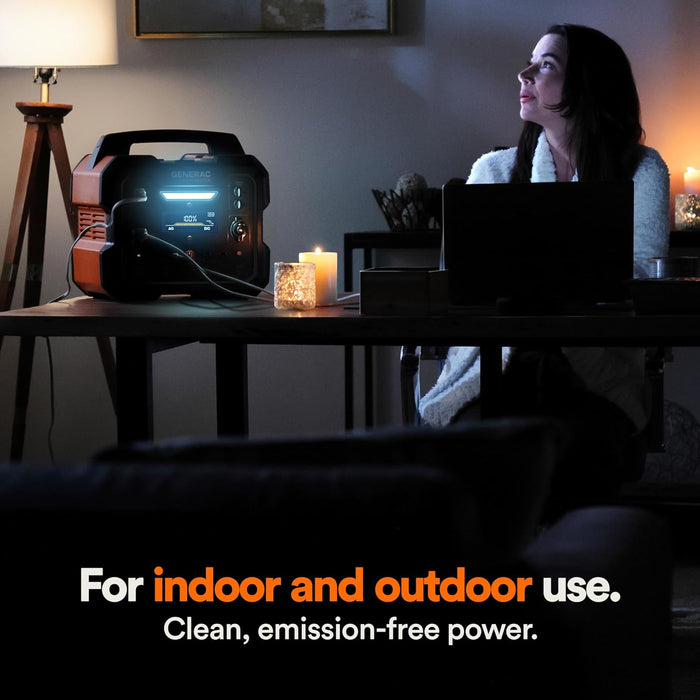 Generac 2106Wh Portable Power Station with Lithium-Ion Battery - Clean, Emission-Free Power - Wirless Charging Pad and Compact Design - Camping, RV, Indoor/Outdoor Use - Orange/Black
