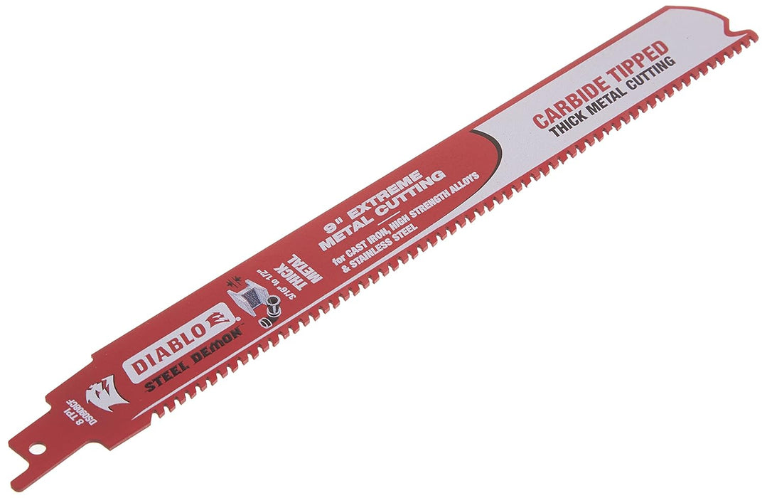 Diablo (DS0908CF10) 9" Steel Demon Carbide-Tipped Reciprocating Blade for Thick Metal Cutting