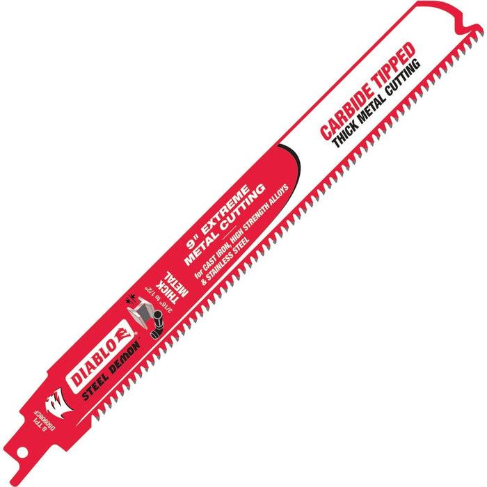 Diablo (DS0908CF10) 9" Steel Demon Carbide-Tipped Reciprocating Blade for Thick Metal Cutting