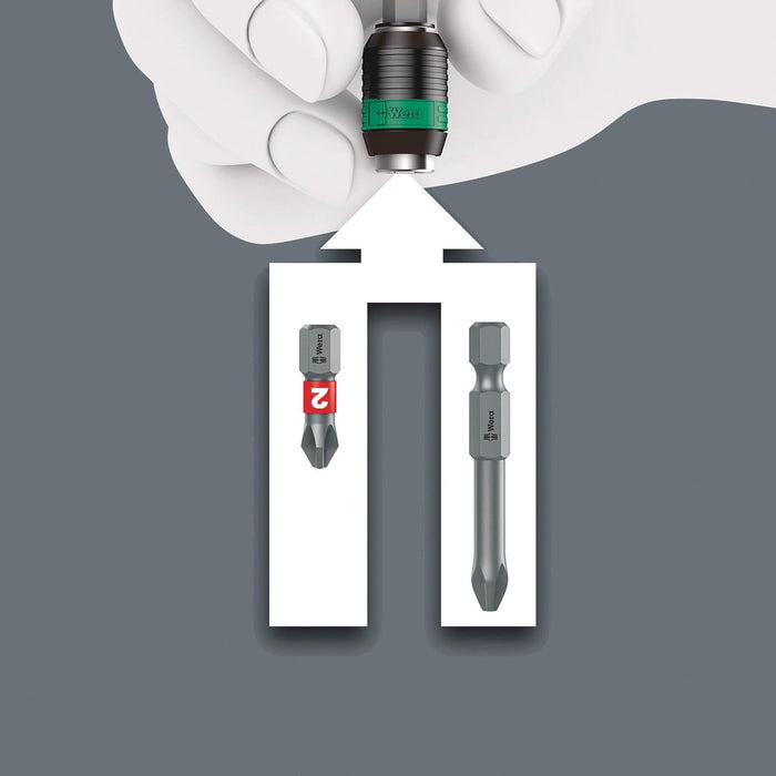 Wera Tools (5052502001) 889/4/1 K Rapidaptor Universal Bit Holder for 1/4" Hex Drives, 2" Long