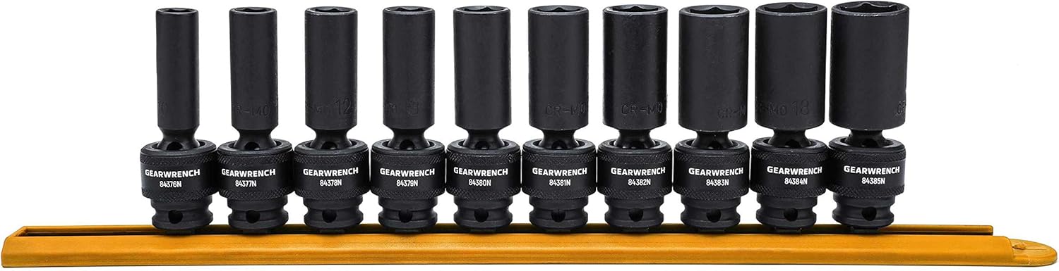 GEARWRENCH (84924N) 10 Pc. 3/8 Inch Drive 6 Pt. Deep Universal Impact Socket Set, Metric