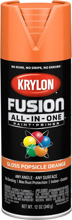 Krylon Fusion All-In-One Adhesive Spray Paint for Indoor/Outdoor Use, 12 oz, Popsicle Orange (Pack of 1)