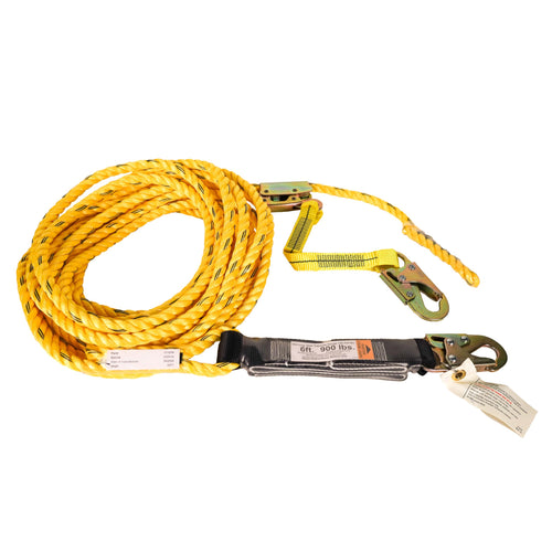 Guardian 01320 50 ft Vertical Lifeline Assembly (VLA) with Adjustable Rope Grab and Shock Absorber | OSHA Compliant 50 ft Lifeline Assembly