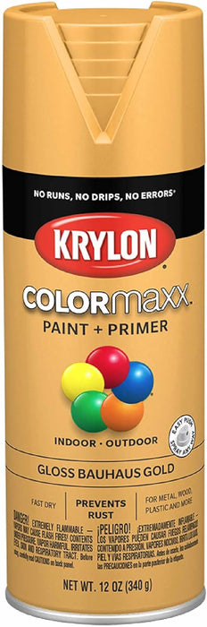Krylon K05504007 COLORmaxx Spray Paint and Primer for Indoor/Outdoor Use, Gloss Bauhaus Gold, 12 Ounce (Pack of 1) Bauhaus Gold 12 Ounce (Pack of 1) Gloss
