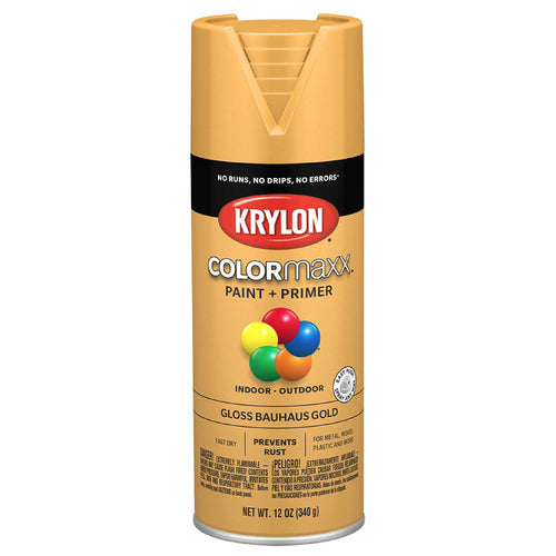 Krylon K05504007 COLORmaxx Spray Paint and Primer for Indoor/Outdoor Use, Gloss Bauhaus Gold, 12 Ounce (Pack of 1) Bauhaus Gold 12 Ounce (Pack of 1) Gloss