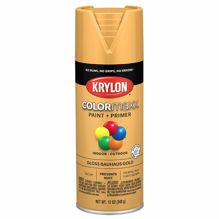 Krylon K05504007 COLORmaxx Spray Paint and Primer for Indoor/Outdoor Use, Gloss Bauhaus Gold, 12 Ounce (Pack of 1) Bauhaus Gold 12 Ounce (Pack of 1) Gloss