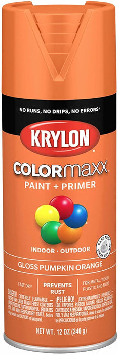 Krylon K05532007 COLORmaxx Spray Paint and Primer for Indoor/Outdoor Use, Gloss Pumpkin Orange 12 Ounce (Pack of 1)