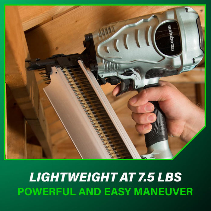Metabo HPT Framing Nailer, Pro-Preferred Power Nailer for Flooring, Roof Decking, and More, Lightweight 7.5 lbs Framing Tool for 21° 2" to 3-1/2" Plastic Collated Nails, NR90AES1 NR90AES1 Only