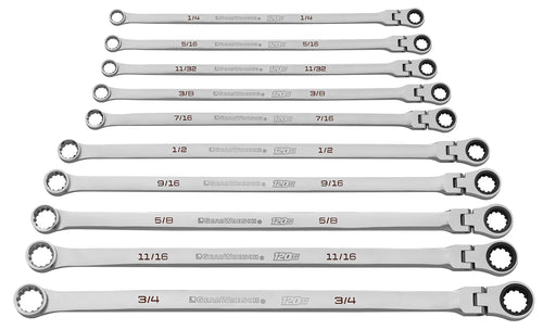 GearWrench 10 Pc. 120XP Universal Spline XL Flex Head GearBox Ratcheting SAE Wrench Set - 86142
