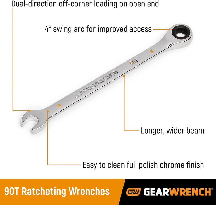 GEARWRENCH 7/16" 4 Degree Swing Arch 12 Point Ratcheting Combination Wrench - 86944