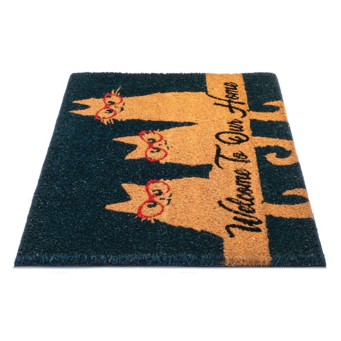 Notrax Welcome Cats, Vinyl-Backed Natural Coir Doormat, Entry Mat for Indoor or Outdoor Use, 18"x30", C12 (C12S1830CW)
