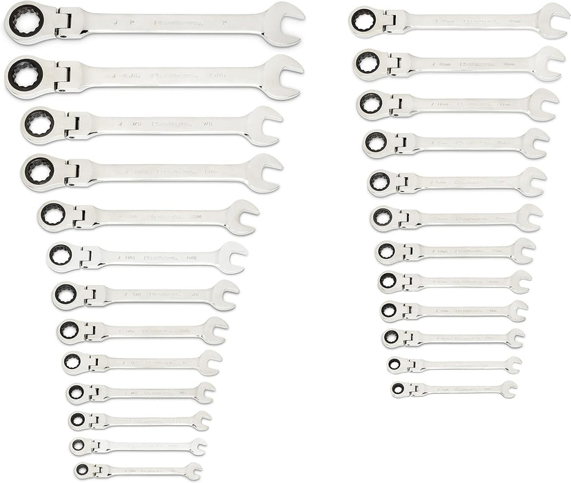GEARWRENCH 86730 25-Pc. Flex Combination Ratcheting Wrench Set, SAE/MM